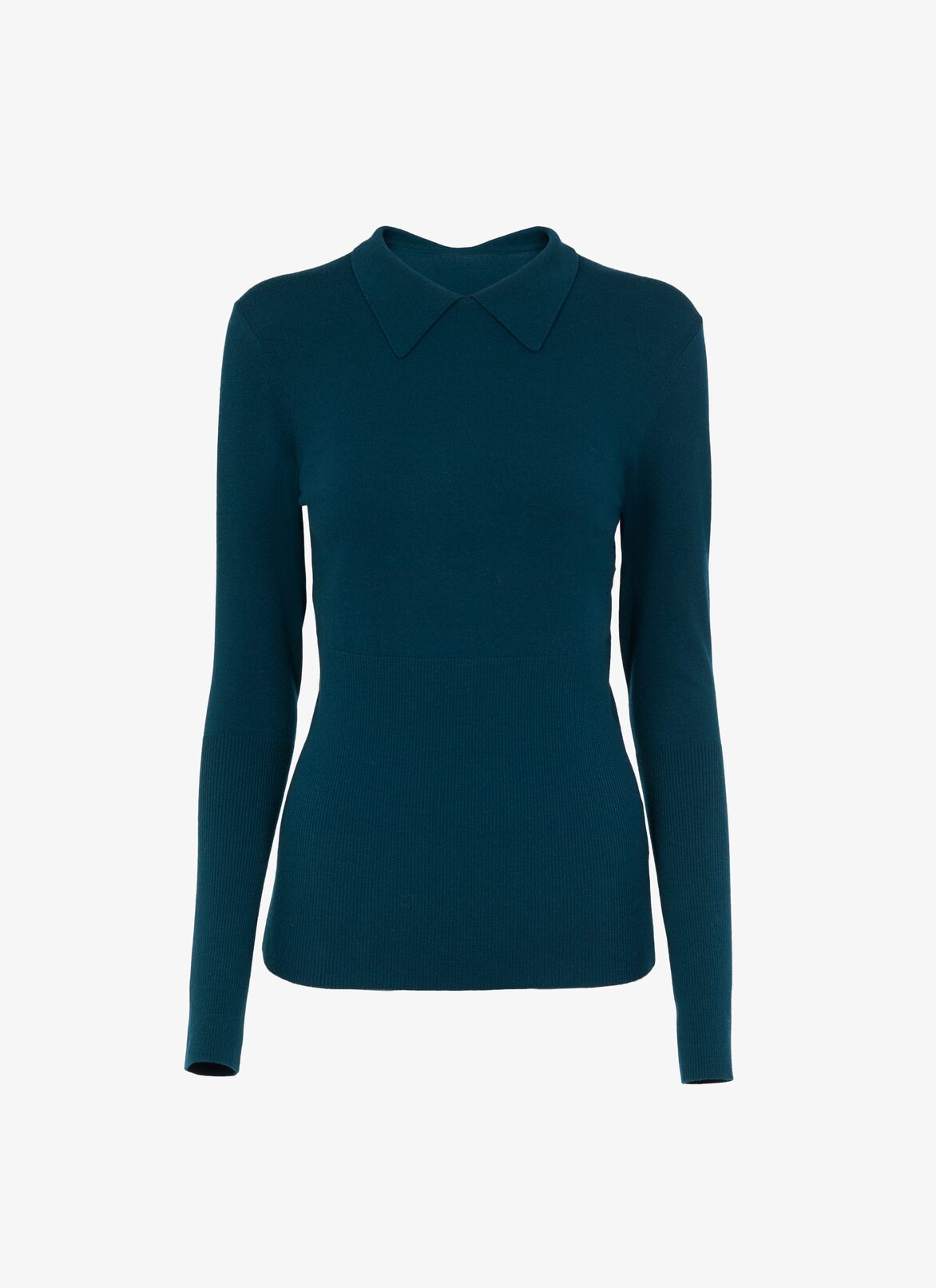 Pullover in schmaler Passform aus Wollgemisch  ALAÏA DUNKELPETROL PULLOVER IN SCHMALER PASSFORM AUS WOLLGEMISCH